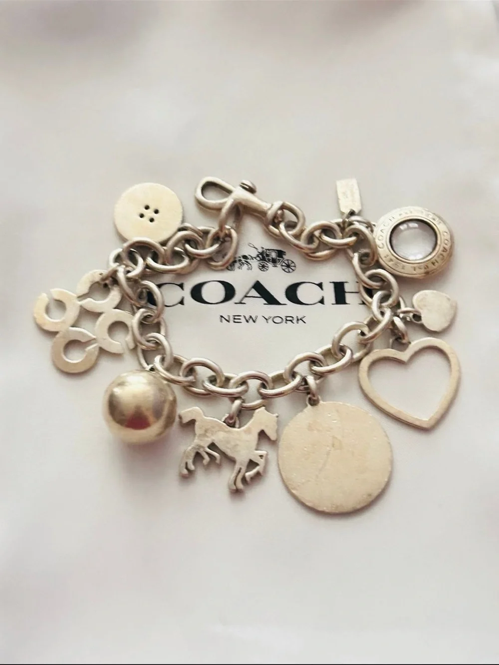 RARE Coach 1941 925 Sterling Silver Charm Bracelet